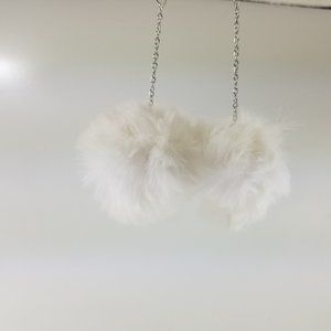 White 1 Pair Faux Fur Fluffy Pom Pom Drop Dangle Earrings Set Bohemia Et…